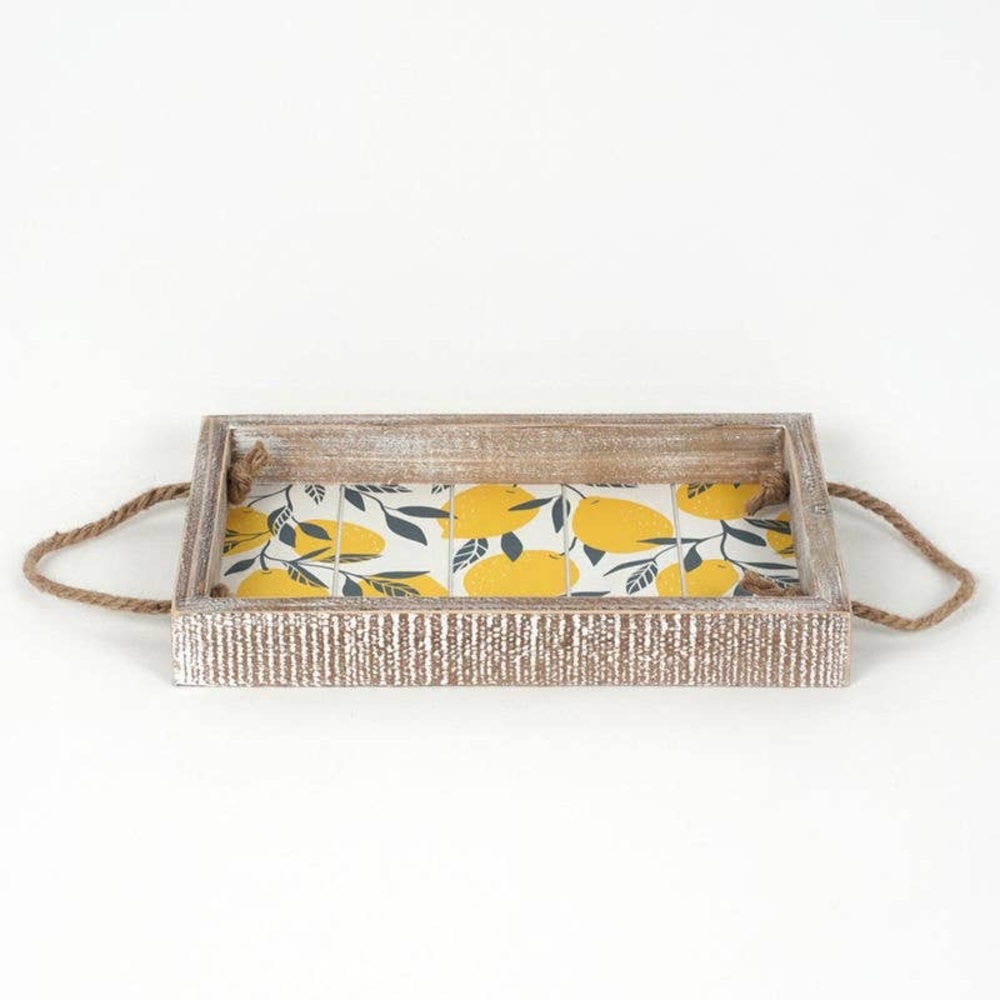 NWT: Lemon theme wood ship lap tray